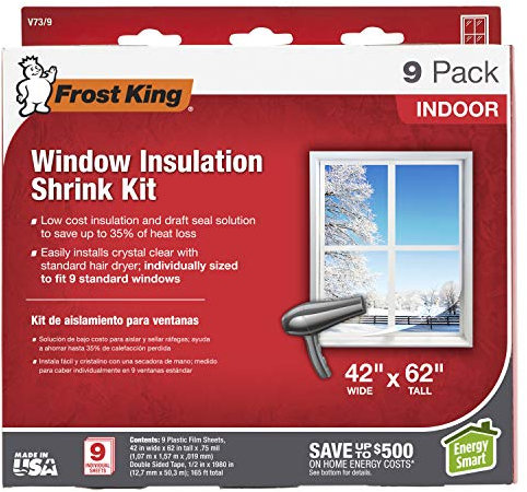 Frost King, Clear V73/9H Indoor Shrink Window Kit 42 62-Inch, 9-Pack