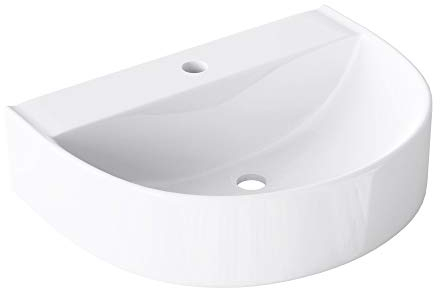 doporro Waschbecken Aufsatzwaschbecken 44x60x16cm Hängewaschbecken Waschplatz Keramik weiß inkl. Nano-Versiegelung Brüssel896