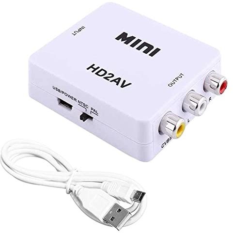 OcioDual Adattatore HDMI RCA, Adattatore Scart HDMI per TV, Convertitore HDMI to VGA, Presa Scart per TV, Connessione video PAL/NTSC 1080p per PC, PS1, PS2, N64, HDMI2AV, Colore Bianco