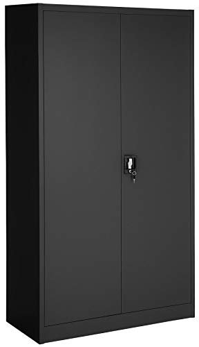 TecTake Armoire Casier de Rangement Vestiaire Bureau en Metal 180x90x40cm avec 2 Portes verrouillables, 6 étagères de Rangement, Armoire avec Serrure Mobilier Bureau