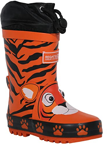 Regatta Childrens/Kids Mudplay Tiger Print Galoshes (4 Big Kid) (Blaze Orange)