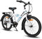 Hiland Rocket 20 Zoll Kinderfahrrad Mountainbike für Kinder Jungen Mädchen ab 6 7 8 9 10 Jahren mit 6 Gang, Twist Grip Shift, Beleuchtung nach STVO, Gepäckträger, Aluminium ständer, weiß