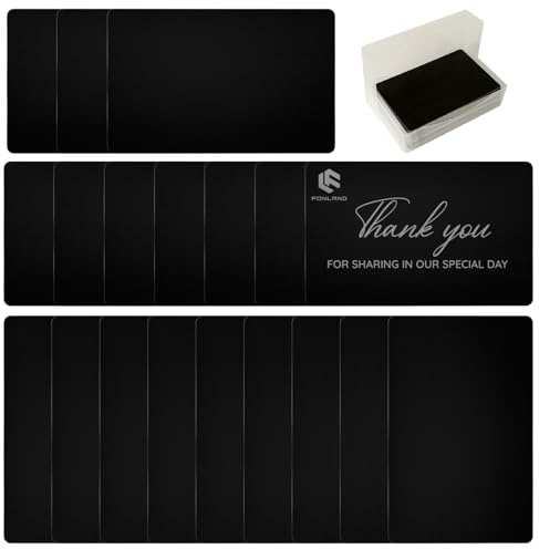 FONLAND Tarjetas de Visita, 100Pcs Placa de metal anodizado para tarjetas de visita, 10 Colores Impresionantes Blanks Marca láser Grabado Metal Liso Negocios Visita Tarjetas de Nombre (Negro)