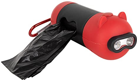 Cofan Dispensador de Bolsas con Linterna Led | Accesorios para Mascotas | 20 Bolsas para Excrementos y Pilas