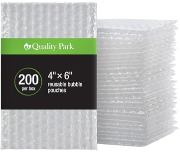 Quality Park Clear Bubble Pouches, Cushioned Packing and Shipping Bags, Great for Storage or Mailing, Reusable, 4x 6, 200/box (QUA85921)