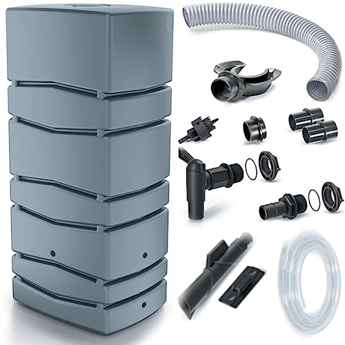 Set Aqua Tower Regenwassertank-Bausatz 650 L + Icanset 1 + Icanset 5 / Set of Aqua Tower 650L Rainwater Tank + Connection kit for rainwater Tanks Icanset 1 + Icanset 5 (650 L, Grau)