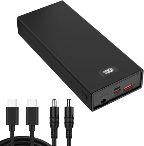 20000mAh Li-Ion Battery Pack, Mini UPS Uninterruptible Power Supply With DC 12V/USB-A/USB-C Outputs For Smartphones Speakers LED Strip Lights CCTV/IP Cameras Routers Modems Smartphones (20000 mAh)