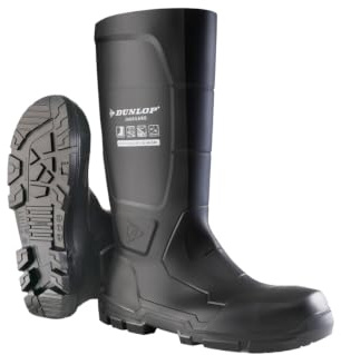 DUNLOP JobGuard S5 Arbets- och anläggningsskyddsstövlar, Acifort, Svart | Vattentät S5 säkerhetsgummiband, ståltå, SR halkfri sula och antistatiskt skydd, EN-certifierad, sneakerpassform
