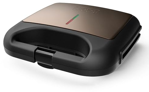 BLACK+DECKER BXSA752 - Sandwichera | 750W | Placas de parrilla 21,5x12,5 cm | Antiadherentes | Temperatura óptima constante | Compacta y fácil de guardar