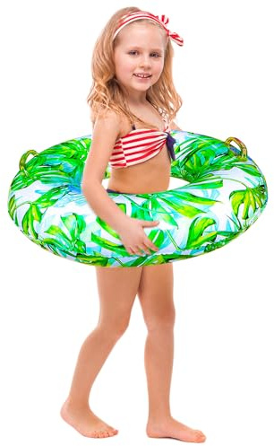 Pool Floats for kids, Swimming beach tube, Kids Swim Ring, Kid pool float with two handles,Leaf swim ring 60cm.