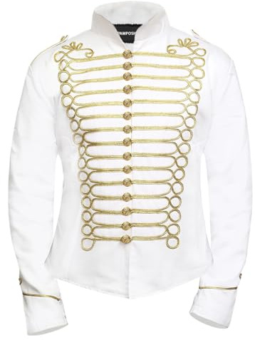Pamposh Femmes Steampunk Hussard Vestes - Émo Punk Militaire Batteur Parade Veste Femmes - Napoléon Gothique Vêtements - Marche Groupe Veste