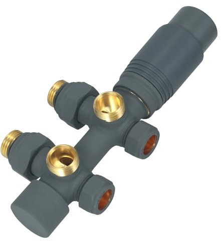 SVNR Multiblock - Válvula termostática para radiador, válvula termostática tipo H, válvula de radiador en esquina y recta, con accesorios de calefacción, termostato para radiador de baño, antracita