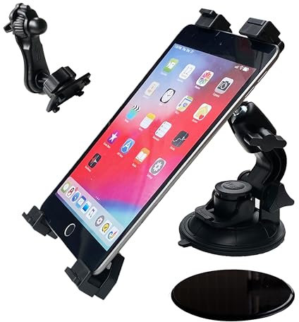 Nexvoro Universal 3-in-1 Tablet-Halterung für Auto-Windschutzscheibe, Armaturenbrett und Lüftungsschlitzhalterung, 360-Grad-Drehung einstellbar drehbar für iPad/iPad Air/iPad mini Samsung Galaxy