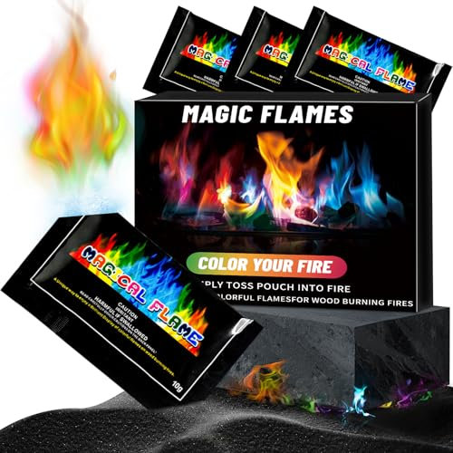 CHALLEY-YOKI Buntes Feuer Pulver, 10x10g Bunte Flamme Farbwechsel Powder, Magic Fire Pulver für Männer Frauen Geschenke Silvester Gadget Halloween Kaminzubehör Feuerstelle Outdoor