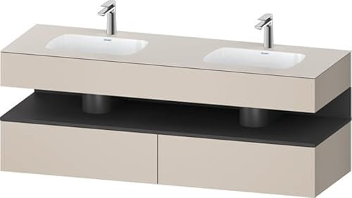 Duravit Qatego Einbauwaschtisch mit Konsolenwaschtischunterbau, 1600x550x600mm, Nische Graphit Matt, Doppelwaschtisch, QA4797049910000, Farbe: Taupe