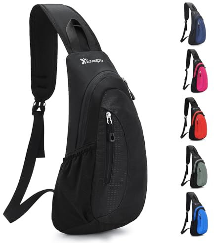 Sciphylia Brusttasche Sling Bag Herren Schultertasche Einzelgurt Rucksäcke Schulterrucksack Anti-Diebstahl Crossbody Bag für Männer Frauen Wandern Reisen Radfahren Klettern Kohlenschwarz