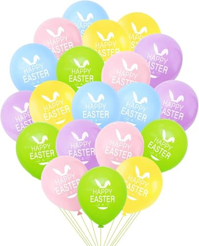 Happy Easter Balloons - 20Pcs Happy Easter Decorations Balloons, 5 Colors Latex Balloons Suitable for Kids Easter Theme Party Decorations