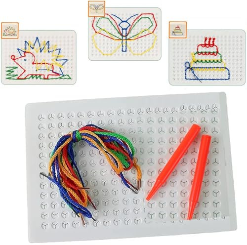 BigyQiu Thread Board,Sen-Sory Calm Down Threading Boards,Colorful Threading Sen-Sory Board,Threading Toys,DIY Threading Board,Educational Toy Game,Interactive Threading Board Puzzle Games Boys Girls