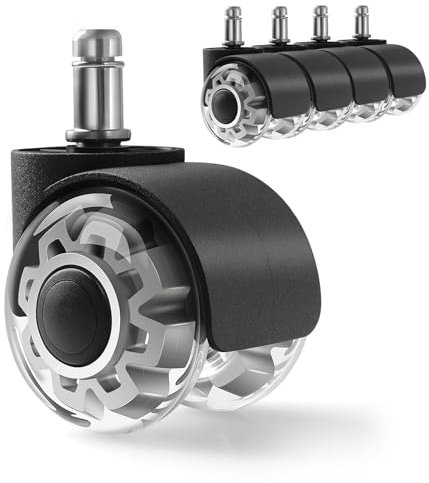 Bürostuhl Rollen 5er Set 11x22mm, Schreibtischstuhl Rollen für Gaming-Stühle (Nicht für 1KEA), Bürostuhl-Räder Ersatzrollen für Hartböden, Parkett, Teppich, Laminat und Fliesen, Keine Kratzer
