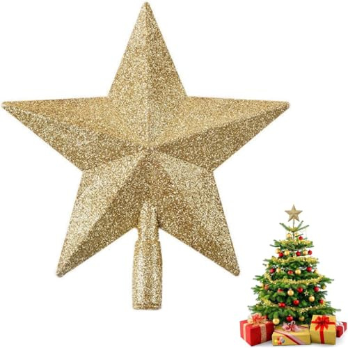 Puntale per Albero di Natale, Albero di Natale Topper, Stella per Alberos, Decorazioni per natale, Oro, 20cm