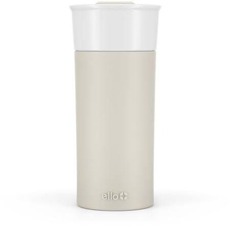 Ello Ogden 16oz Ceramic Travel Mug with Splash-Resistant Slider Lid and Protective Silicone Sleeve, Perfect for Coffee or Tea, BPA-Free, Dishwasher Safe, Mineral