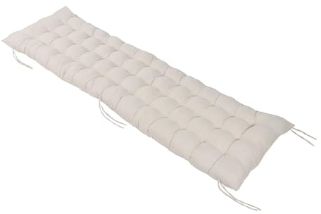 Relaxdays vadderad trädgårdsbänk dyna med slipsar, quiltad, 180 x 50 cm, beige