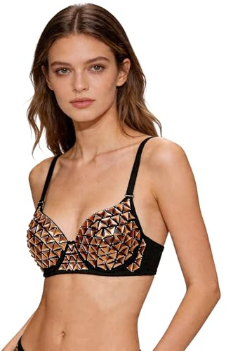 ROYAL SMEELA Soutien-Gorge Brillant Push Up pour Femme，Haut Soutien-Gorge à Strass Scintillant pour Fête,Scène,Bal Club