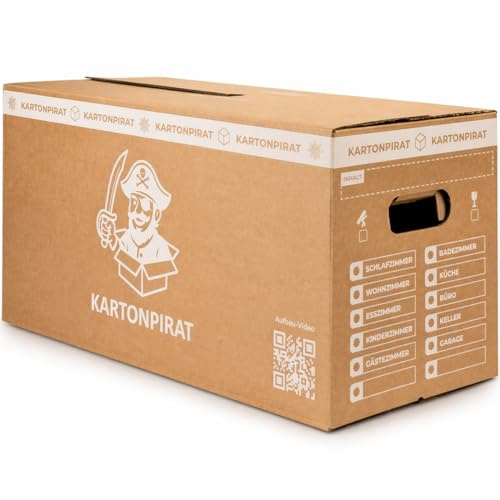 Umzugskartons 62x30x33 cm zweiwellig – stabil bis 40 kg –verstärkte Griffe – moving boxes Umzugskiste Karton stapelbar Umzugsbox Umzugkarton Lagerkarton Ordnerkarton Bücherkarton (10 Stück)