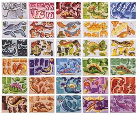 Tridimensional Encastrable | 30 Piezas De Ensamblaje De Animales De | de Papel con Ilustraciones de Cómic,para Niños y Niñas Escuela Infantil Clase Escritorio