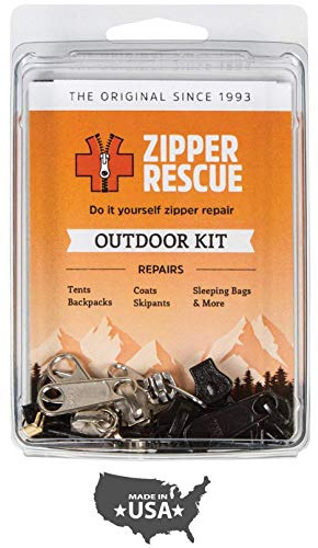 Zipper Rescue Outdoor Zipper Repair Kit - The Original Zipper Pull Replacement kit for Backpacks, Coats, Tents - Included 9 Sliders, 6 Bottom Stops, 3 Top Stops - Made in America Since 1993