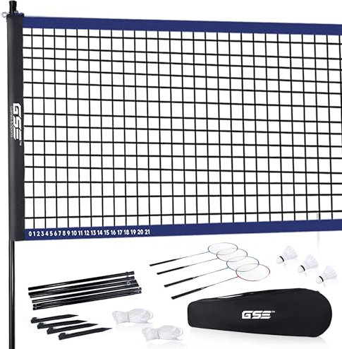 GSE Games & Sports Expert Deluxe Outdoor Backyard Beach Game Set (Badminton/Volleyball) (Recreational Badminton Set)