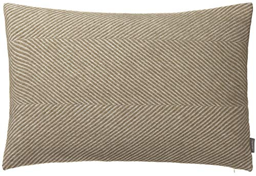 URBANARA Kissen Gotland - 100% Reine Schurwolle, Olivgrün/Eierschale mit Rautenmuster - 40 x 60 cm