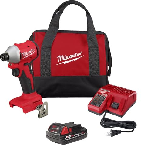 Milwaukee 2850-21P M18 Brushless Lithium-Ion Compact 1/4 in. Cordless Hex Impact Driver Kit (2 Ah)