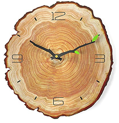 Reloj de pared creativo, Reloj de pared de anillo anual mudo, Reloj de grano de madera, Reloj de pared moderno, Reloj de pared redondo, Reloj de lujo ligero de moda, Reloj de pared de 12 pulgadas,B