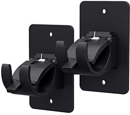 2 Pieces Self Adhesive Curtain Rod Bracket, Universal Plastic Curtain Rod Holders, No Drill Curtain Rod Brackets Curtain Rod Hooks for Bathroom, Bedroom, Livingroom, Kitchen (Black)