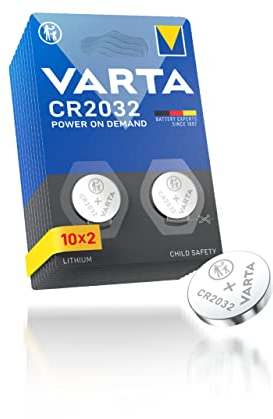 VARTA Batterien Knopfzellen CR2032, 20 Stück, Power on Demand, Lithium, 3V, kindersichere Verpackung, für Smart Home Geräte, Autoschlüssel und weitere Anwendungen [Exklusiv bei Amazon]