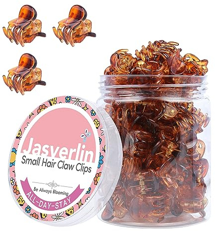 JASVERLIN Lot de 50 mini pinces à cheveux brunes pour cheveux fins, forte prise en main, sans douleur, accessoires de coiffure pour femmes, filles, enfants