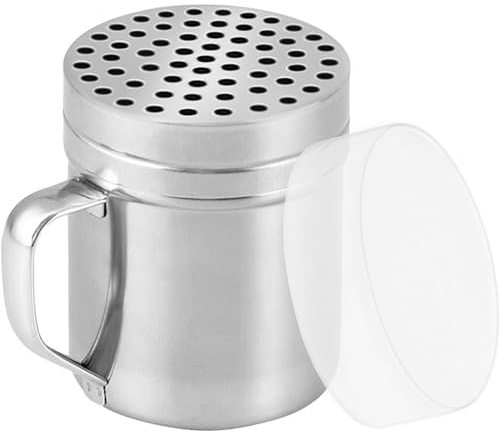 CUSINIUM 10oz Metal Parmesan Cheese Shaker with Large Holes - With Handle - Chili Flakes Dispensers - Pizza Shaker | Style: Coarse