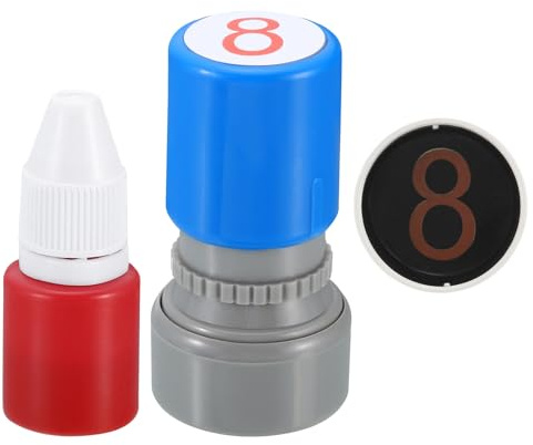 PATIKIL Nummernstempel mit Selbstfärbung, Zahl 8 Stempel Lehrerstempel Initialstempel Tintenstempel für Klassenheft Scrapbooking DIY Handwerk Stil 1, rote Tinte