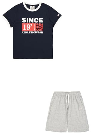 Champion Legacy Boy - Completo girocollo con stampa grande, blu, XS, Blu (BS501), 5-6 Anni