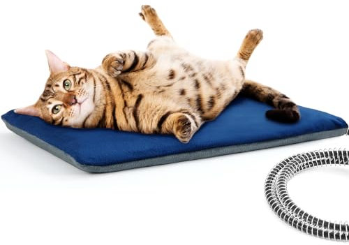 pecute Haustier Heizkissen, Outdoor Heizdecke Haustier wasserdichte IPX7, Elektrisches Heizkissen für Katzen, Heizmatte 9-stöckige Struktur mit Anti-Bite-Schlauchwickel Kabel(S, 30x40cm)