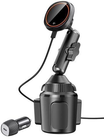 EXELIQ for Qi2 15W Magsafe Car Mount Charger, Holder Phone Wireless Charger with Heat Dissipation Fan, Fast Charging Magnetic Cup Holder for iPhone 17 16 15 14 13 12 [PD 30W Adapter]