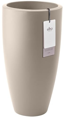 elho June Rund High 30 - Blumentopf für Innen und Außen - 100% recyceltes Plastik - Ø 29.5 x H 52.5 cm - Beige/Balanced Beige
