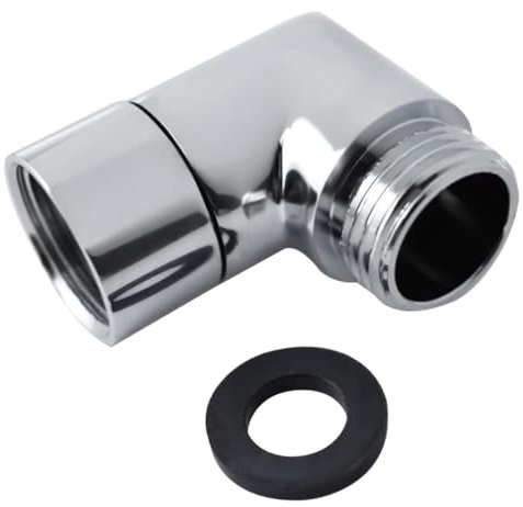 Adaptador de codo de ducha G1/2, conector de brazo de ducha de 90° para ducha de mano, duchas montadas en la pared, acoplamiento de manguera universal, acabado plateado duradero