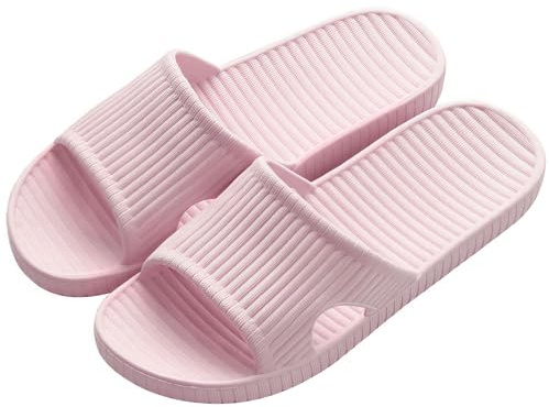 AUFIKR Sandales unisexes pour homme et femme - Sandales de douche à bout ouvert - Pour salle de bain, plage, intérieur, piscine, jardin, rose, 36/37 EU
