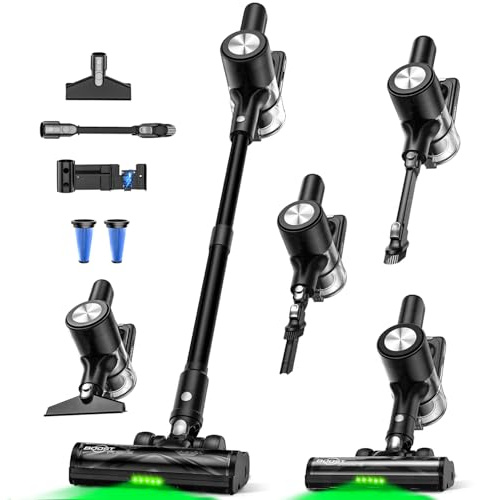 Aspirapolvere senza fili, 46 kpa/55 minuti per la casa, aspirapolvere autoportante con dock ricaricabile, display a LED e anti-groviglio, aspirapolvere leggero ricaricabile per tappeti, pavimenti