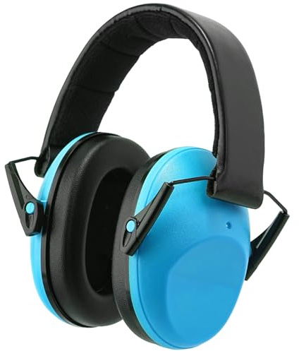 CUXFLS Kids Noise Cancelling Earmuffs, 25-30dB Noise Reduction Hearing Protection for Children, Adjustable Headband for Autism Sensory Needs, for Concerts Fireworks Travel Study(Blue)
