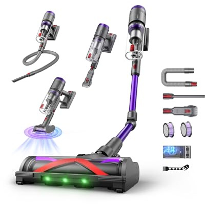 Circlio Aspirapolvere Senza Fili 600W/58kPa/75 Min, NOVAX T80 Pure, Scopa Elettrica Senza Fili con Tubo Piegabile, Aspirapolvere Senza Filo Antiacari per Materassi, per Tappeti/Pavimenti/Peli Animali