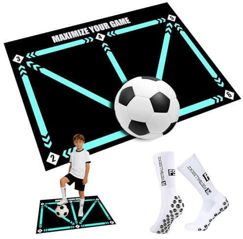 AKINSTER 60 x 90 cm fotbollsmatta träning stötdämpande fotbollsmatta bollkontroll fotboll träningsmatta för vuxna för dribblingar och förbättring av bollhantering
