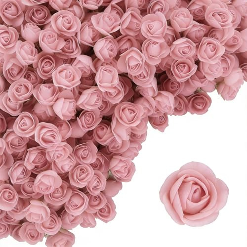 XDGBGFN 100 rose artificiali in schiuma, mini rose in schiuma, 2,5 cm, rose, fiori, per San Valentino, feste, matrimoni, decorazione fai da te, decorazione da tavolo (rosa pesca)